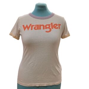 Wrangler - Shirt - Medium - White with Purple Collar & Peach Cuffs